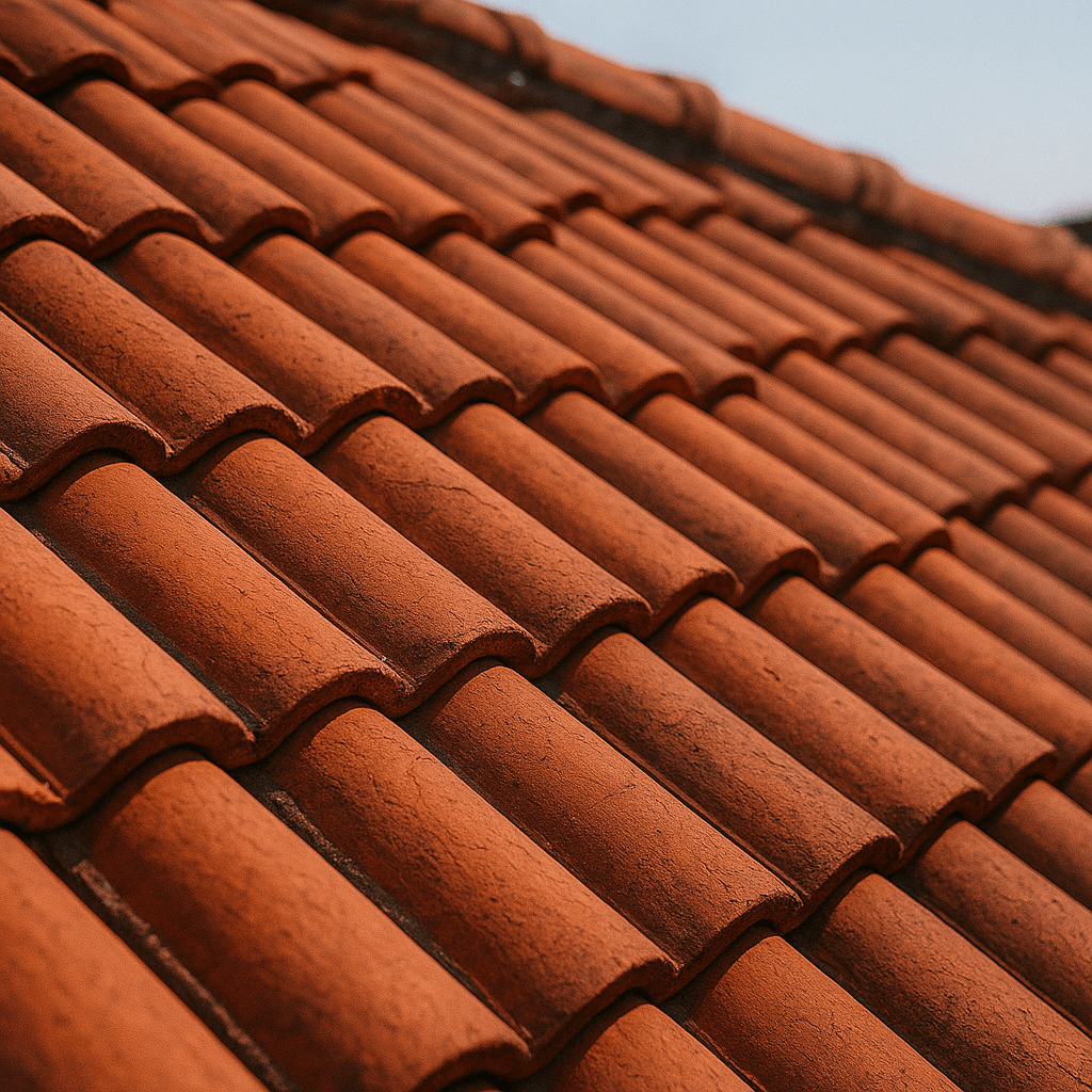 Steildach mit roten Ziegeln